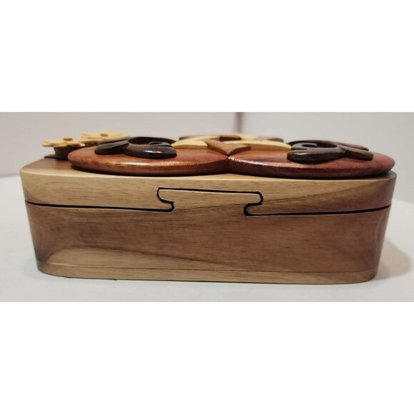 Carver Dan's Handcrafted Wooden Puzzle Box/Trinket Box Star Of David & Florals - Picture 7 of 16